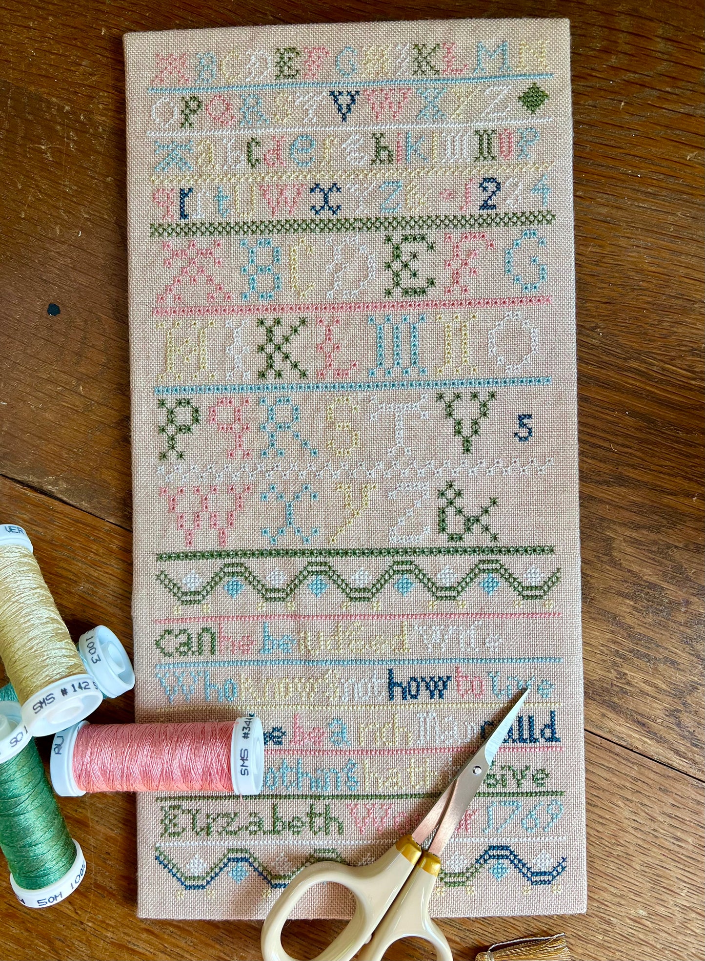 Elizabeth Worgor 1769 Reproduction Sampler Pattern